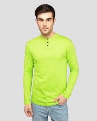 Basic Light green Crew Neckline Long Sleeves Cotton T-Shirt