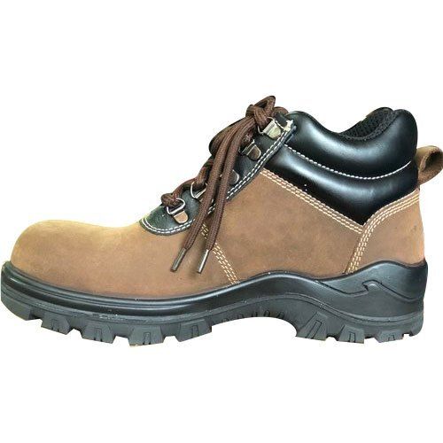 Midas Black And Brown High Ankle Safety Shoes For Industrial