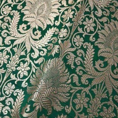 Skin Friendly Lightweight Comfortable Green And Grey Banarasi Fabric