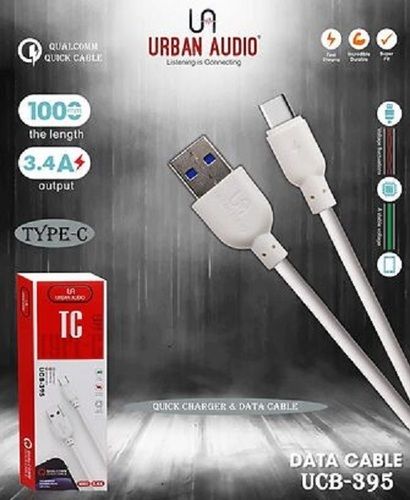 White Urban Audio Output 3.4 Amp Type C Data Cable Length 1 Meter