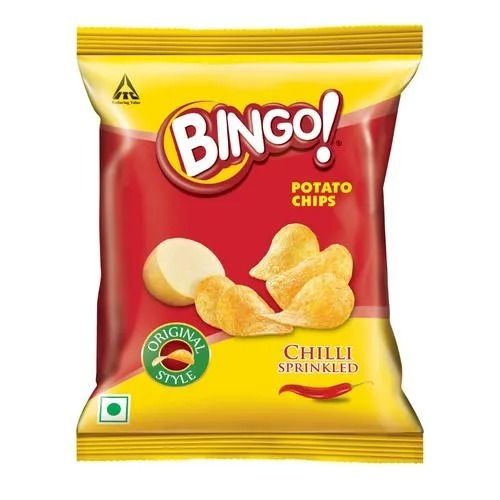 Fried Crispy And Crunchy Chilli Sprinkled Bingo Potato Chips 