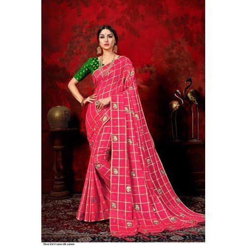 Printed Ladies Comfortable And Breathable Beautiful Pink Cotton Saree For Daily Wear