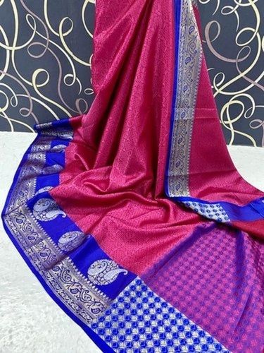 Thread Work Traditional Elegant Beautiful And Breathable Party Wear Ladies Pink Tanchoi Soft Silk Saree