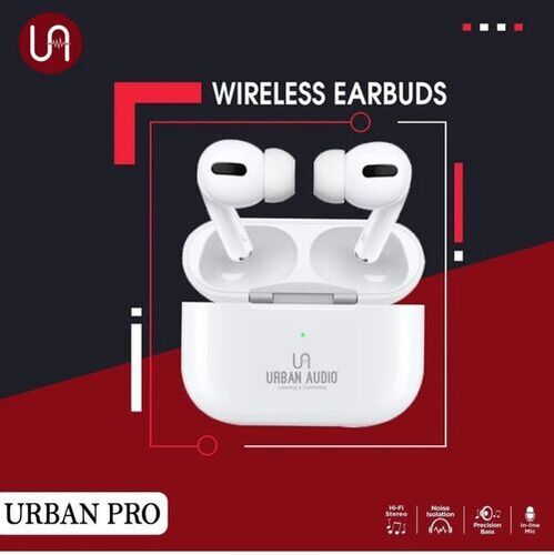 White Urban Bluetooth Wireless Earbuds With Highest Noise Isolation And Precision Bass Range 3 Meter