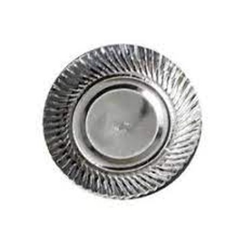 बायोडिग्रेडेबल लीक प्रूफ और वाटरप्रूफ सिल्वर प्लेन डिस्पोजेबल पेपर प्लेट छोटा आकार, 9 इंच (50 का पैक)