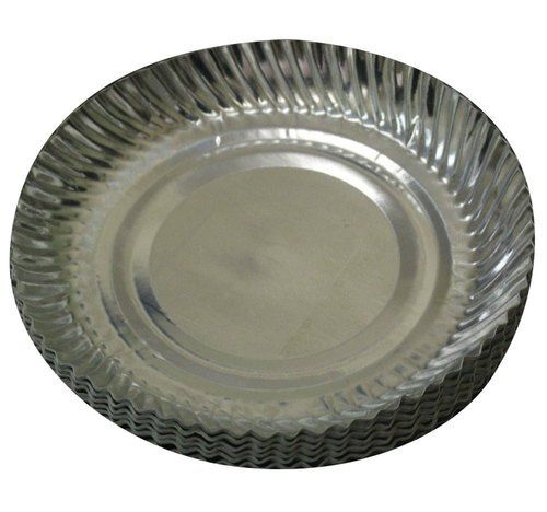 Lightweight Biodegradable Round Shaped Silver Coated Paper Disposable Plates, 8 Inches, Pack Of 100