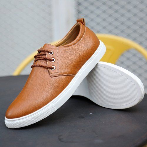 Comfortable To Wear And Anti Slippery Plain Brown Lace Up Casual Wear Shoes For Men