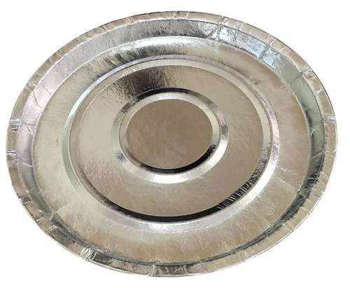 Easy To Use Multipurpose Disposable Silver Coated Paper Plates, 15 Inches, Pack Of 50