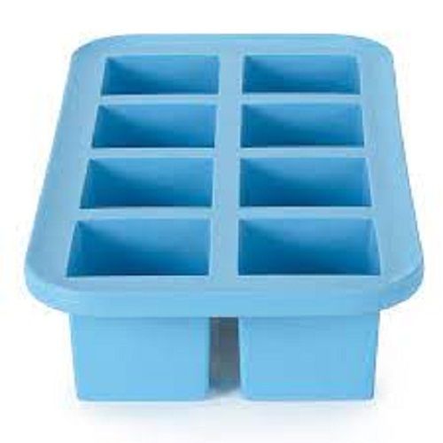 Sky Blue Colour Flexible Silicone Bottom, Stackable Easy Release Ice Cube Trays With Lid For Freezer