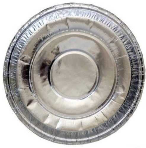 For Snacks Serve Made With High Quality Eco-Friendly Silver Plain Paper Plate,14 Inches(Pack Of 50)