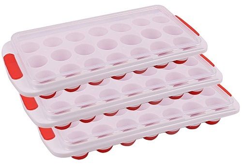 Lightweight And Rectangular Reusable Plastic Red White Ice Cube Trays  Size: Small