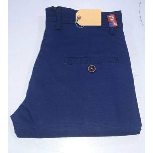 Mens Plain Blue Casual Trousers