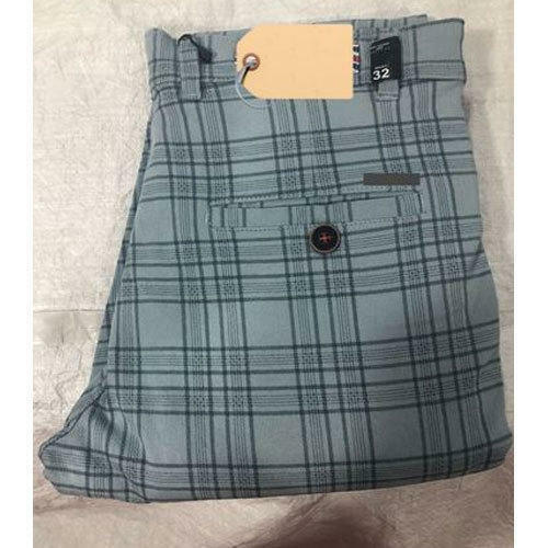 Mens Slim Fit Cotton Lycra Checked Trousers