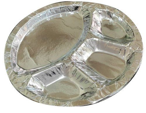 Plain Disposable Silver Coated Paper Four Compartment Plates, 12 Inches Application: Party