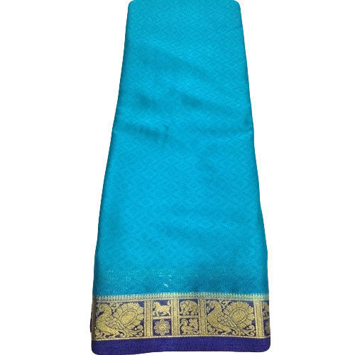 Plain Sky Blue Beautiful Breathable Designer Wear Modern And Trendy Cotton Saree For Women 