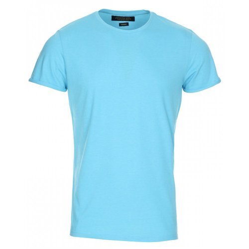 Cotton T-Shirt - L, M, S, XL, XXL | Sky Blue Color, Round Neck, Short Sleeves, Wrinkle-Resistant, Versatile Style