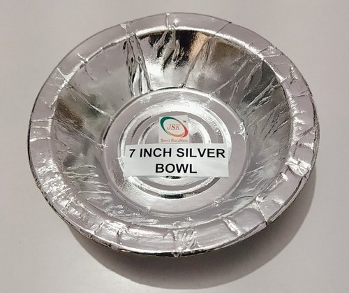 इवेंट और पार्टी सप्लाई के लिए बिल्कुल सही साइज़ का गोल सिल्वर पेपर बाउल, 7 इंच (100 का पैक)