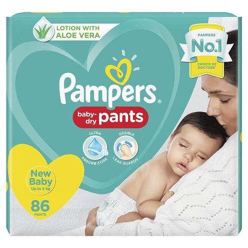 White Non Woven Disposable Pampers Diaper Baby Pants, Packaging Size: 86 Pieces