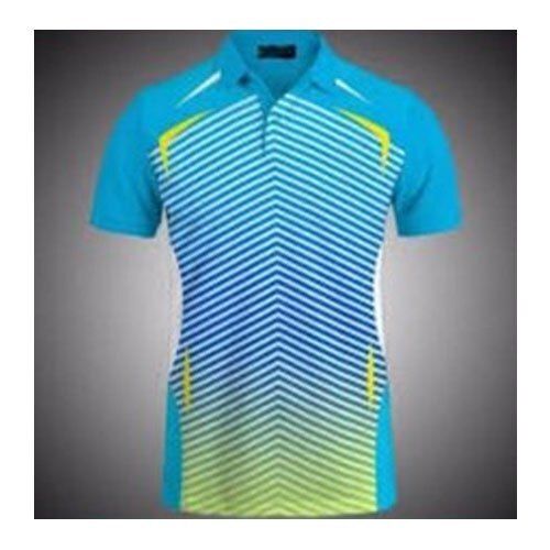 Blue Look Simple And Collar Neck Printed Mens Hosiery Sports T Shirt 