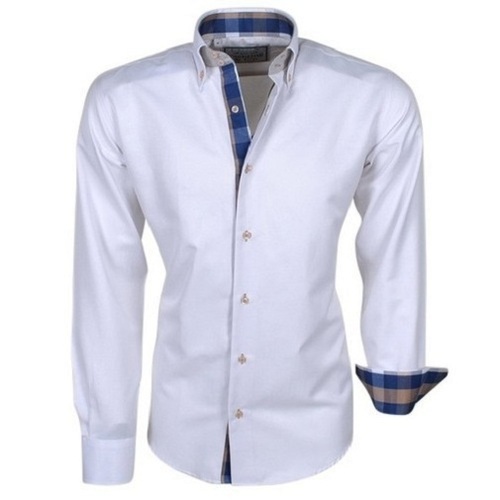White Collar Neck Full Sleeve Breathable Cotton Shirt For Men - Sizes S-XXL, Color White | Quick Dry, Washable, Stylish Design for Versatile Wear