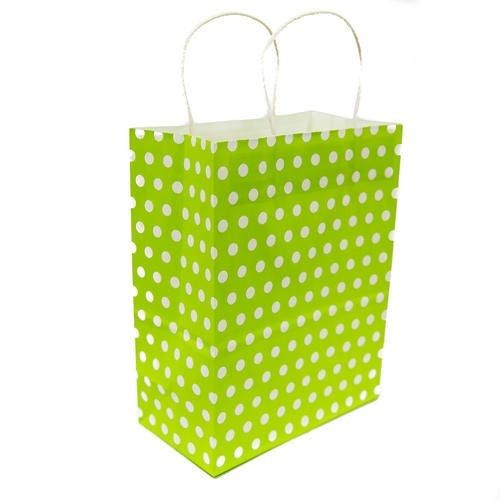 Barrier Biodegradable Light Weight Reusable Recyclable Dot Printed Green Paper Carry Bags