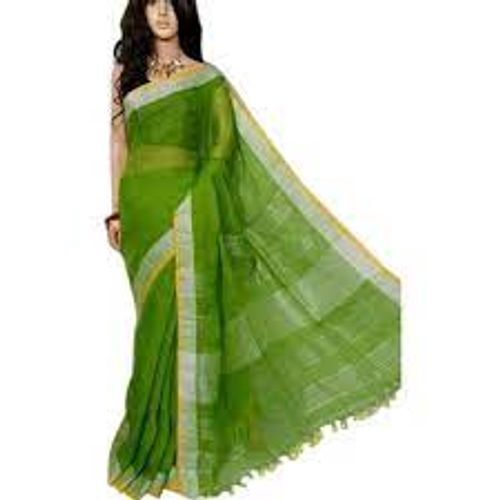 High Design And Skin Friendly Women's Perfect Light Green Cotton Blend Green Saree