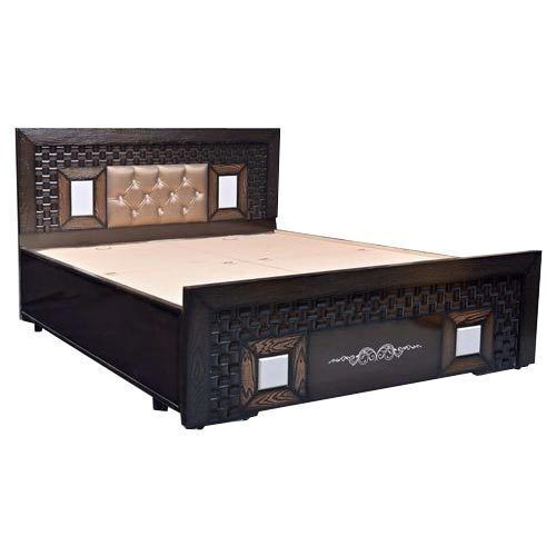 Long-Term Durability Brown Polished Bedroom Modern Designer Teak Wood Bed 
