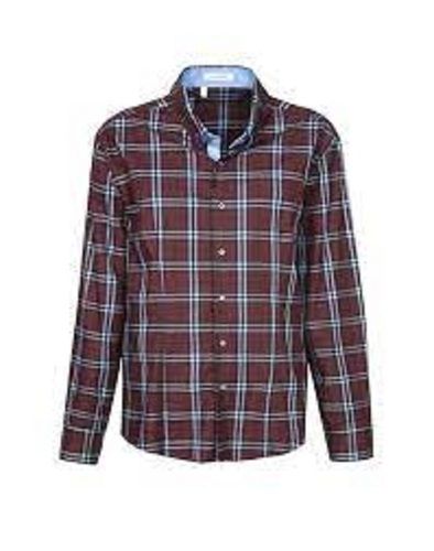 Men Light Weight Breathable Comfortable Collar Neck Full Sleeves Checked Shirt Collar Style: Straight