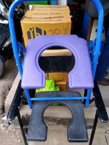 Purple And Blue Foldable Bathroom Commode Chair Portable For Elderly Disabled 