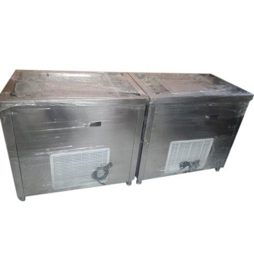 Brown Square Shaped Mild Steel Double Pan Fried Ice Cream Machine