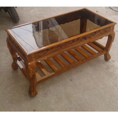 Strong And Long Durable Rectangular Glossy Fine Finish Brown Wooden Table 