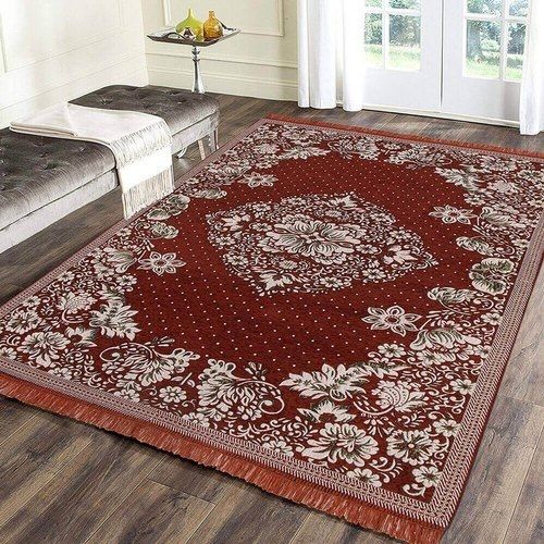 Beautiful And Antique Look Fine Finish Red Printed Floor Carpet For Living Room Design: Modern