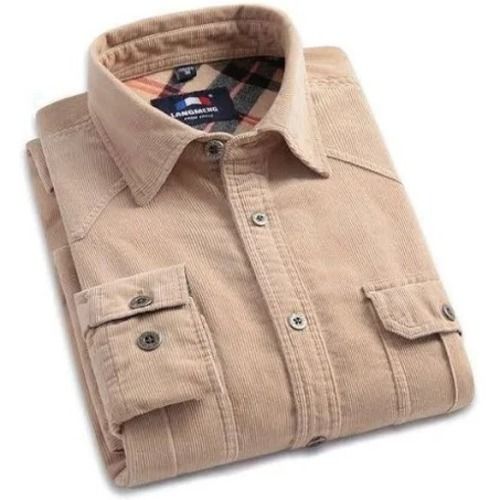 Comfortable And Washable Long Sleeve Light Brown Cotton Casual Mens Shirt Age Group: 18-45 Years