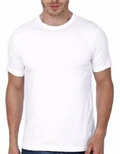 Comfy Cotton Plain Round Neck White Men'S Half Sleeve T Shirt Gender: Male