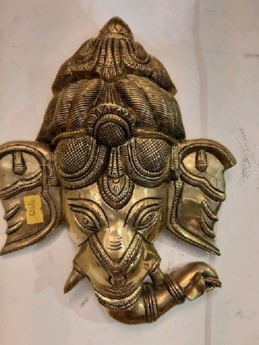 Moisture Proof Craft Hindu God Ganesha Idol Golden Brass Metal God Statue