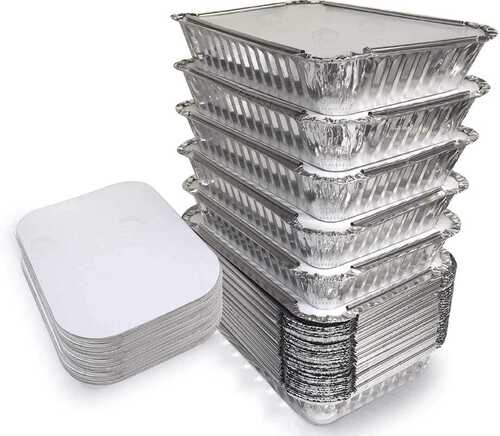 Silver Food Storage Eco Friendly And Disposable Rectangular Aluminum Foil Containers