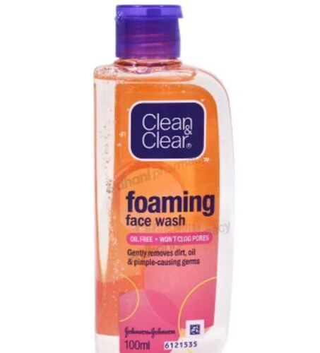 Clean And Clear Foaming Face Wash With 100Ml Transparent Plastic Bottle Packaging  Ingredients: Chemicals