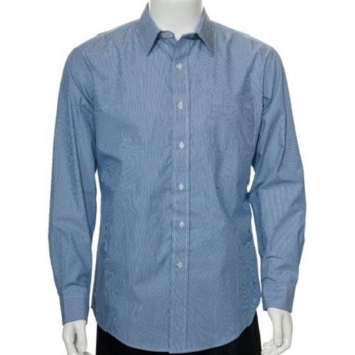 Breathable Plain Blue Collar Neck Full Sleeve Simple And Stylish Look Cotton Shirt For Men