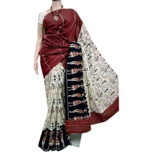 Printed Brown Beautiful Stylish Breathable Designer Wear Modern And Trendy Cotton Ladies Saree With Blouses