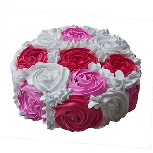 Size 1kg Weight Delicious Sweet Round Colorful Rose Cake Without Egg 