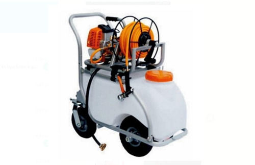 Automatic Smooth Finish White And Orange Plastic And Metal Trolley Sprayer For Agriculture