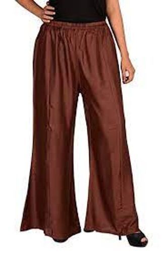 38 Centimeter Length Plain Brown Polyester Palazzo For Womens
