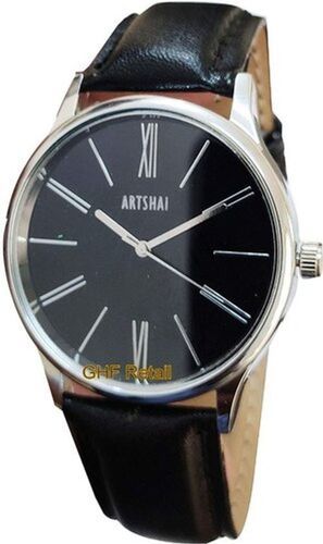 Leather Black Wrist Watch With Black Dial A Designer Analog Wrist Watch For Mens