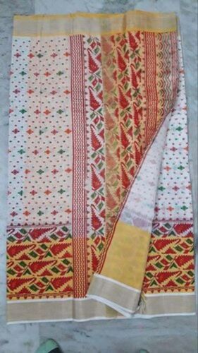 Fashionable And Comfortable Formal Wear Printed Cotton Saree With Blouse Piece