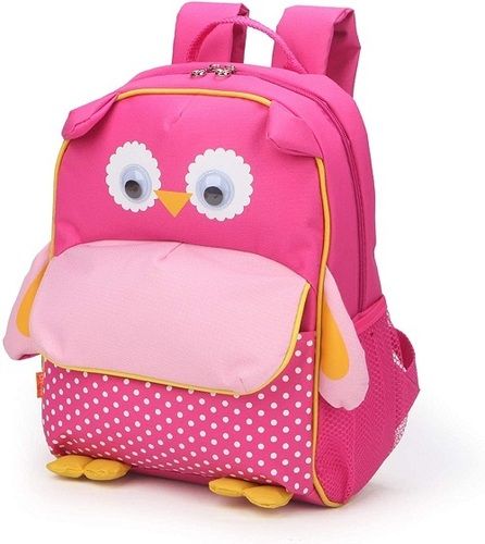 Kid Lightweight Soft Smooth Comfortable Printed Dark Pink Cotton School Bag
