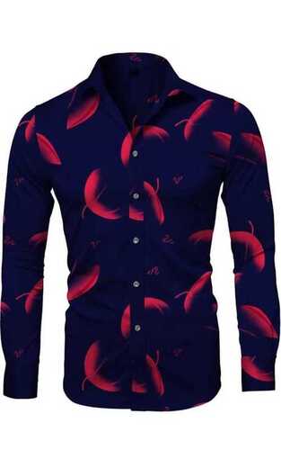 100% Cotton Blue And Red Printed Mens Full Sleeves Shirt With High Shrink Resistivity Chest Size: 36-38