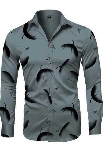 100% Pure Cotton Light Green Full Sleeves Printed Partywear Shirts For Mens Chest Size: 36-38