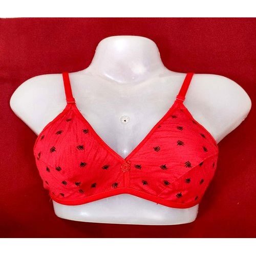 Breathable Skin Friendlyand Soft Cotton Red Printed Padded Hosiery Bra For  Ladies Size: 35 To 50 at Best Price in Tirupur