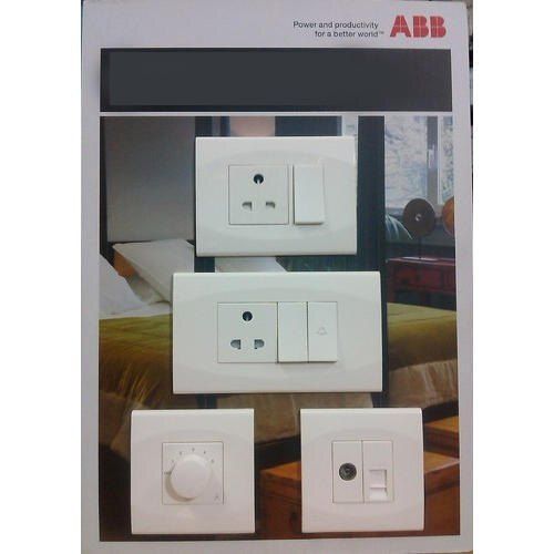 White Fire Proof 220-240V And Safety Abb Modular Switches 