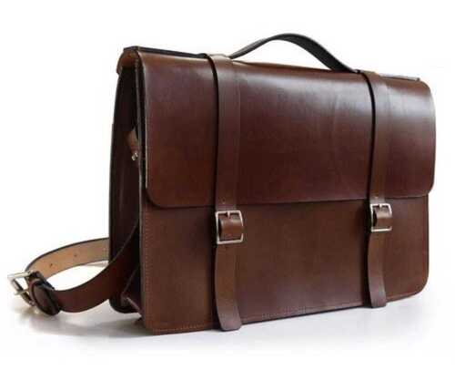 Brown Light Weight Premium Quality Pure Leather Bag For Laptop And Multipurpose Use